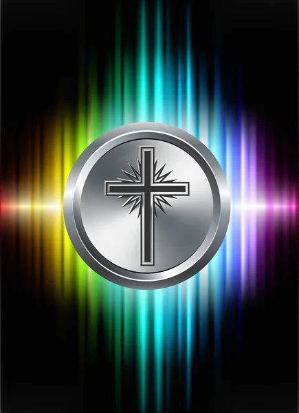 Kreuzsymbol-Taste auf abstraktem Spektrum-Hintergrund — Stockvektor