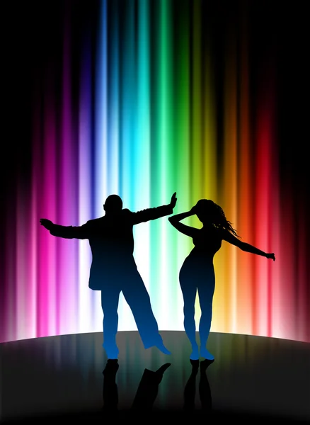 Party Couple on Abstract Spectrum Background — Stock Vector