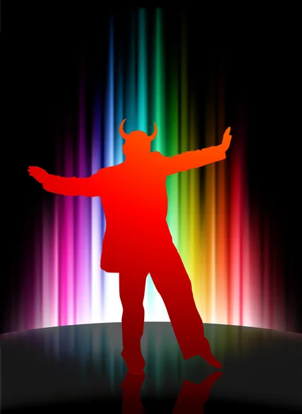 Диявол весело партії на фоні абстрактних спектру — стоковий вектор