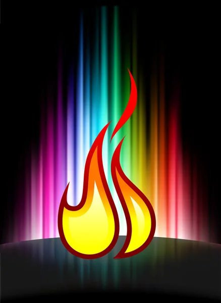 Fire on Abstract Spectrum Background — Stock Vector