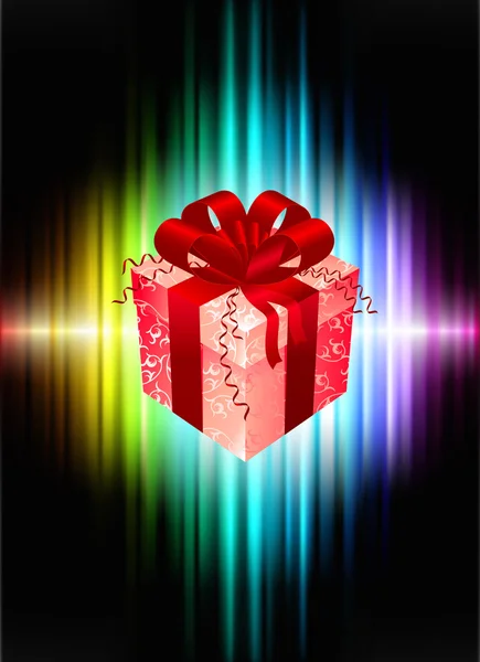 Gift on Abstract Spectrum Background — Stockvector