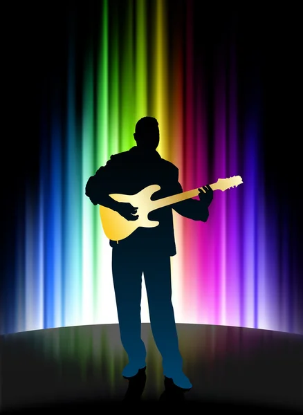 Live Musician on Abstract Spectrum Background — Stock Vector