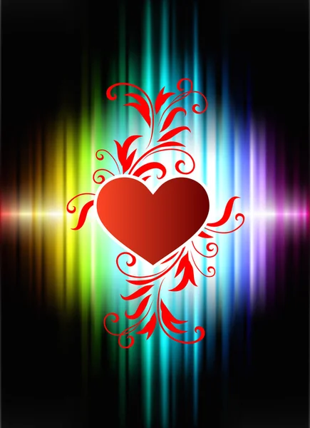 Floral Hearts on Abstract Spectrum Background — Stok Vektör