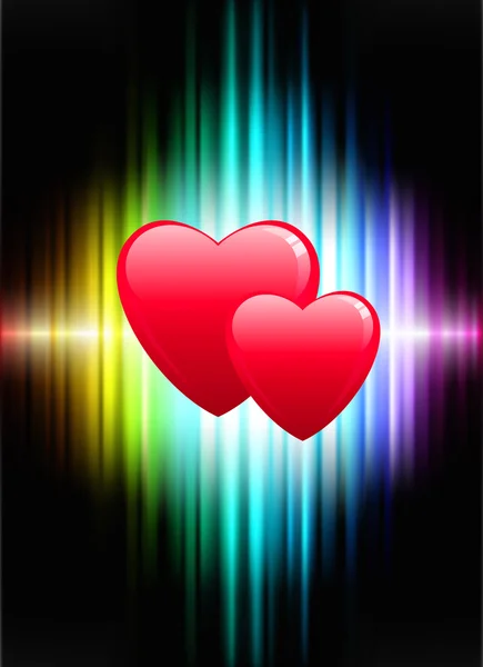 Hjärtan på abstrakt spektrum bakgrund — Stock vektor