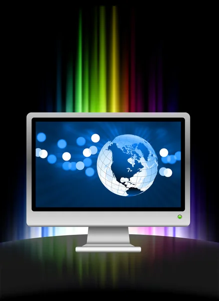 Monitor on Abstract Spectrum Background — Stock Vector