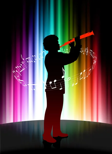 Musicien vivant sur fond de spectre abstrait — Image vectorielle