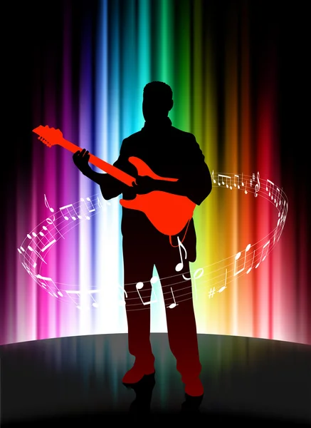 Live Musician on Abstract Spectrum Background — Stock Vector