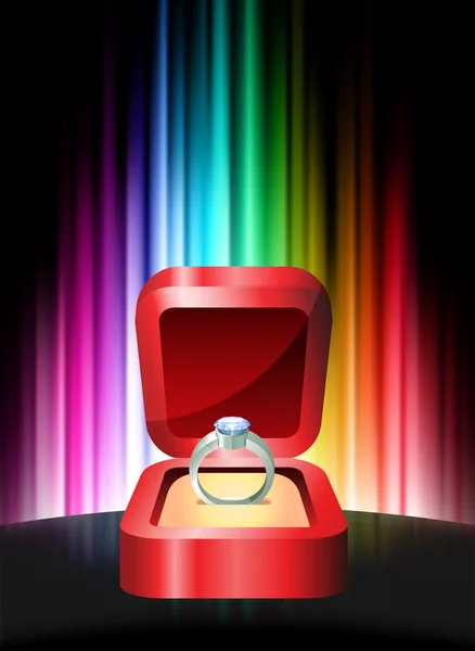 抽象的なスペクトルの背景にダイヤの指輪 — ストックベクタ