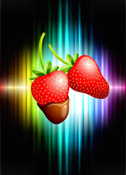 Strawberry on Abstract Spectrum Background — Stock Vector