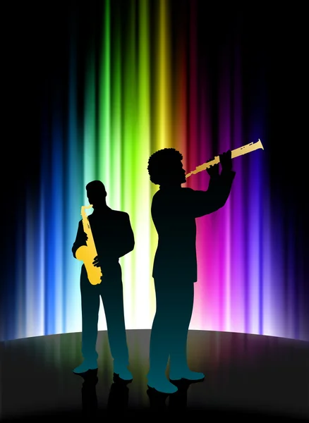 抽象的なスペクトルの背景に生きている音楽家 — ストックベクタ