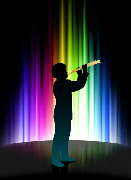 Живий музикант на фоні абстрактного спектру — стоковий вектор