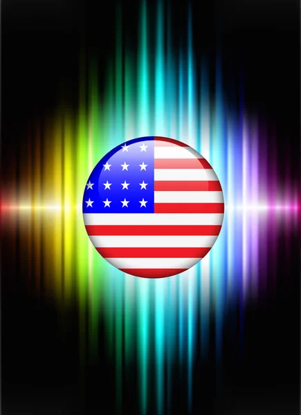 Botão de ícone de bandeira dos EUA no fundo do espectro abstrato —  Vetores de Stock
