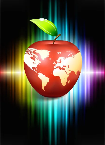 Apfelkugel auf abstraktem Spektrum-Hintergrund — Stockvektor