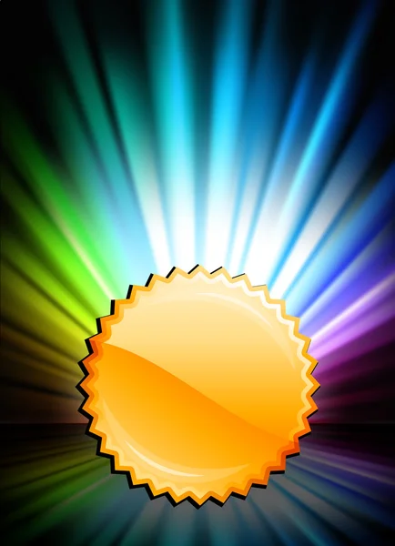 Botón de icono de medalla de oro en fondo de espectro abstracto — Vector de stock