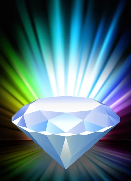 Diamond på abstrakt spektrum bakgrund — Stock vektor