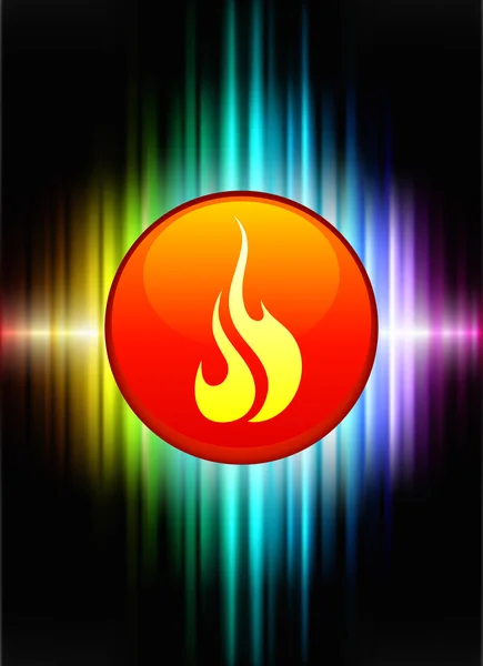 Požární tlačítko ikonu na abstraktní spektra pozadí — Stockový vektor