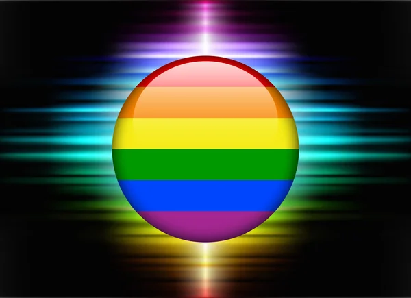 Botón de icono de bandera gay en fondo de espectro abstracto — Vector de stock