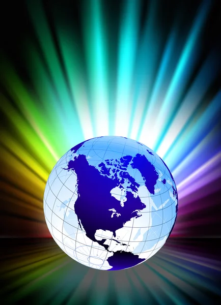 Globus auf abstraktem Spektrum Hintergrund — Stockvektor