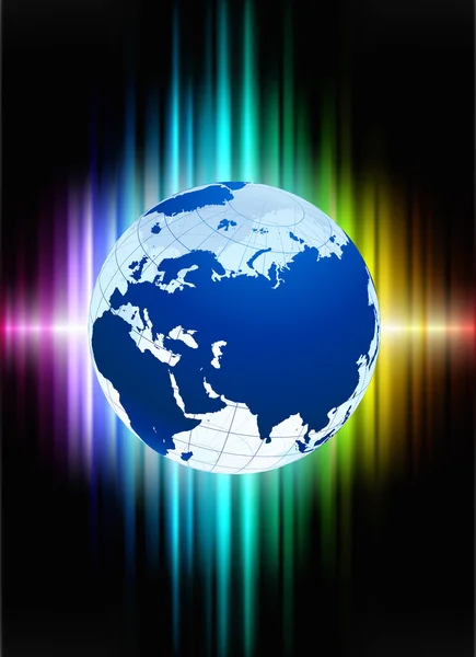 Globus auf abstraktem Spektrum Hintergrund — Stockvektor