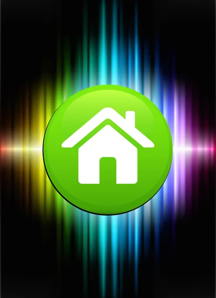 Botão de ícone da casa no fundo do espectro abstrato — Vetor de Stock