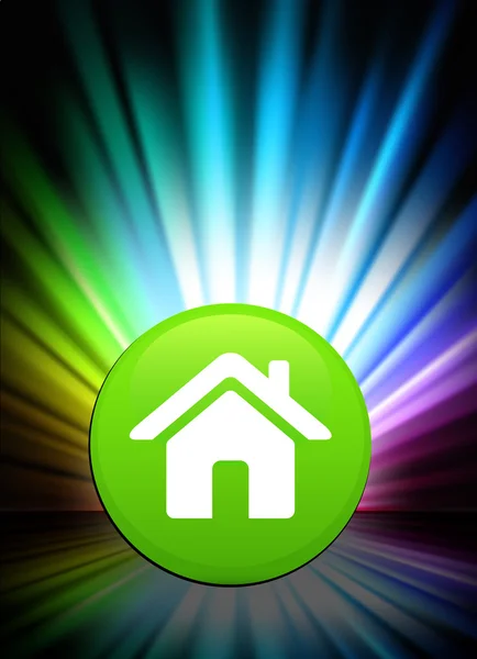 Botão de ícone da casa no fundo do espectro abstrato — Vetor de Stock