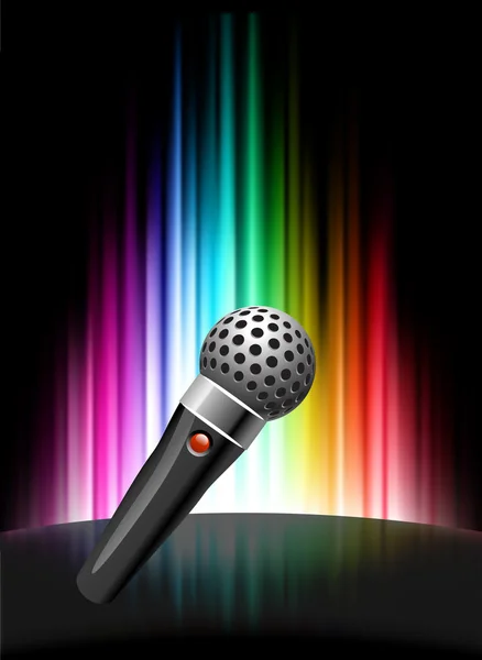 Microphone on Abstract Spectrum Background — Stock Vector