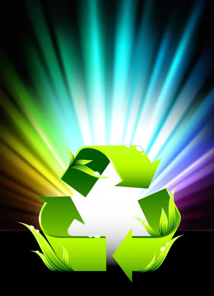 Σύμβολο ανακύκλωσης σε αφηρημένη φάσμα φόντο — Διανυσματικό Αρχείο