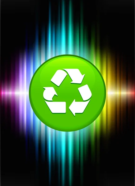 Recycle Icon Button on Abstract Spectrum Background — Stock Vector