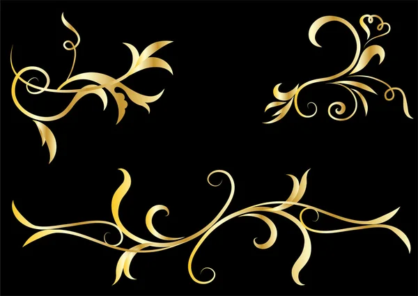 Éléments décoratifs dorés design — Image vectorielle