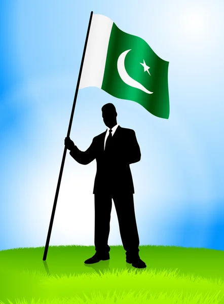 Businessman Leader Holding Pakiston Flag — Stock Vector