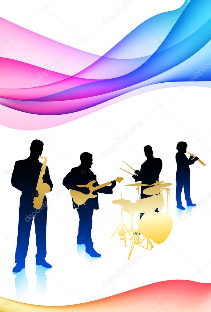 Live Band on Colorful Abstract Background