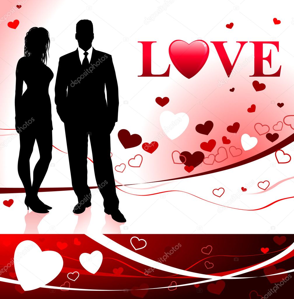 Young Couple on Love Background