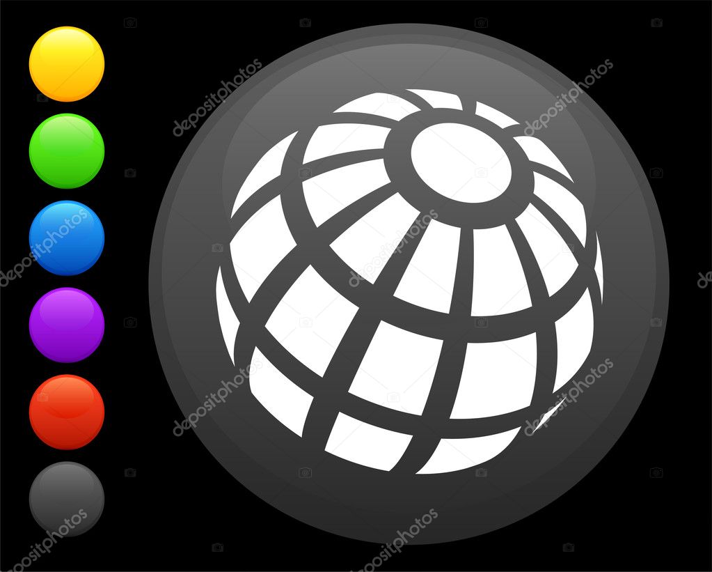 globe icon on round internet button