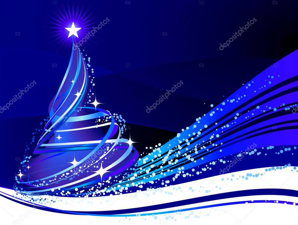 Christmas Tree on Abstract Background