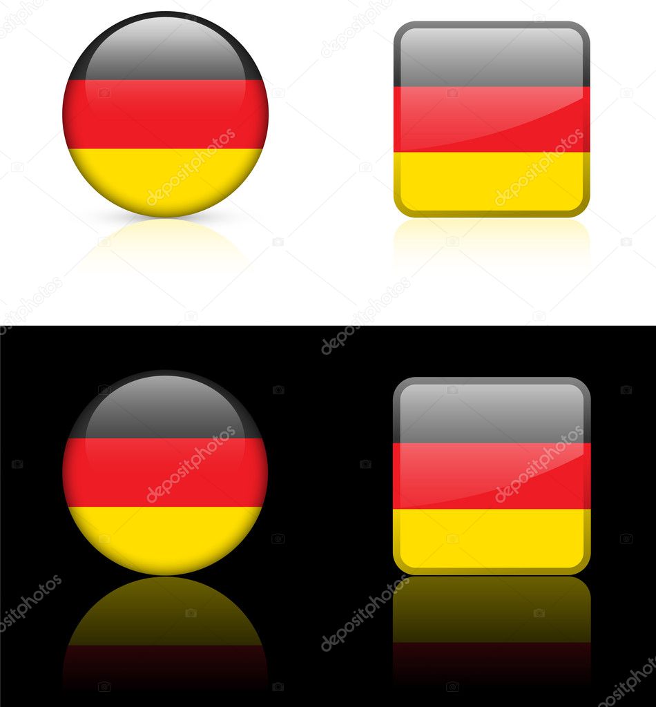 Germany Flag Buttons on White and Black Background