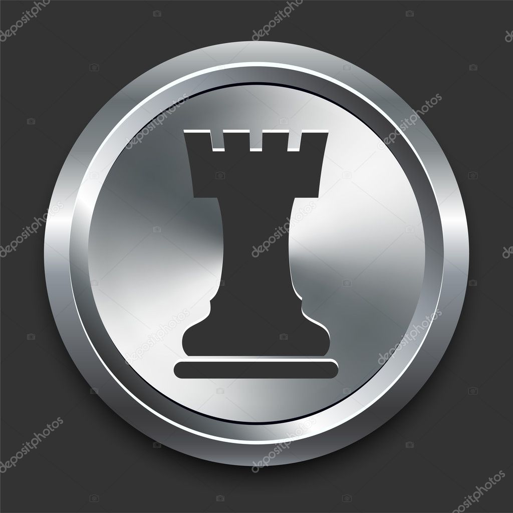 Black Rook Chess Piece Button