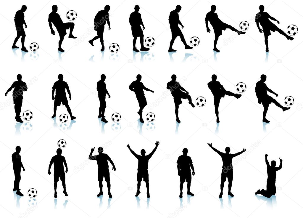 Soccer(football player) detailed silhouette set