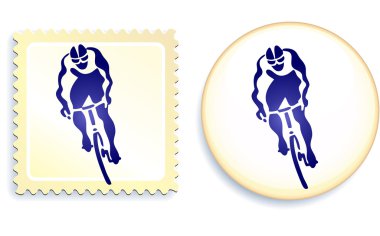 Cyclist Stamp and Button clipart