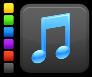 music note icon on square internet button clipart