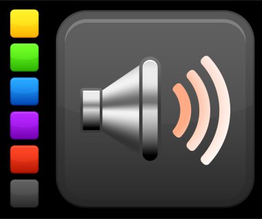 sound speaker icon on square internet button clipart