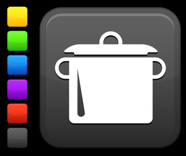 cooking pot icon on square internet button clipart
