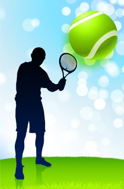 Tennis Player on Lens Flare Nature Background clipart
