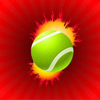 Kırmızı arkaplanda tenis topu