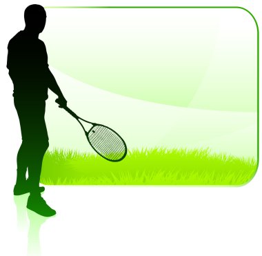 boş doğa çerçeve ile tenis oyuncusu