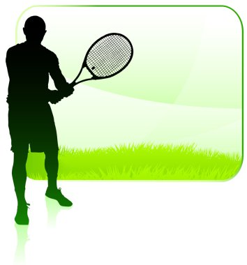 boş doğa çerçeve ile tenis oyuncusu