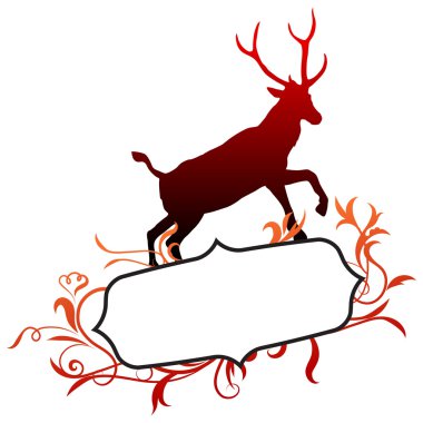 Deer with abstract frame background clipart