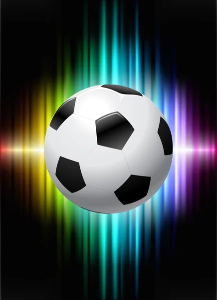 Soccer Ball on Abstract Spectrum Background — Stock Vector