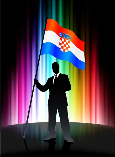 Hırvatistan bayrağı ile işadamı soyut spektrum zemin — Stok Vektör