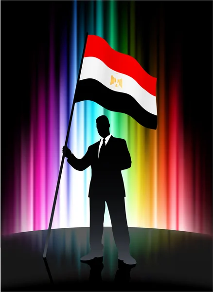 Bandeira do Egito com empresário no fundo do espectro abstrato —  Vetores de Stock
