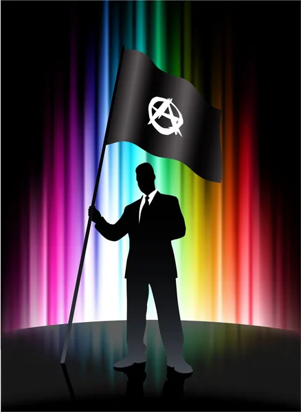 Anarchy Flag with Businessman on Abstract Spectrum Background — Stock Vector